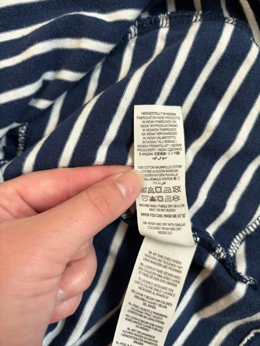 Mini Boden Navy & White Stripe Dress with Color-Block Rainbow 3/4 Sleeve Stripes